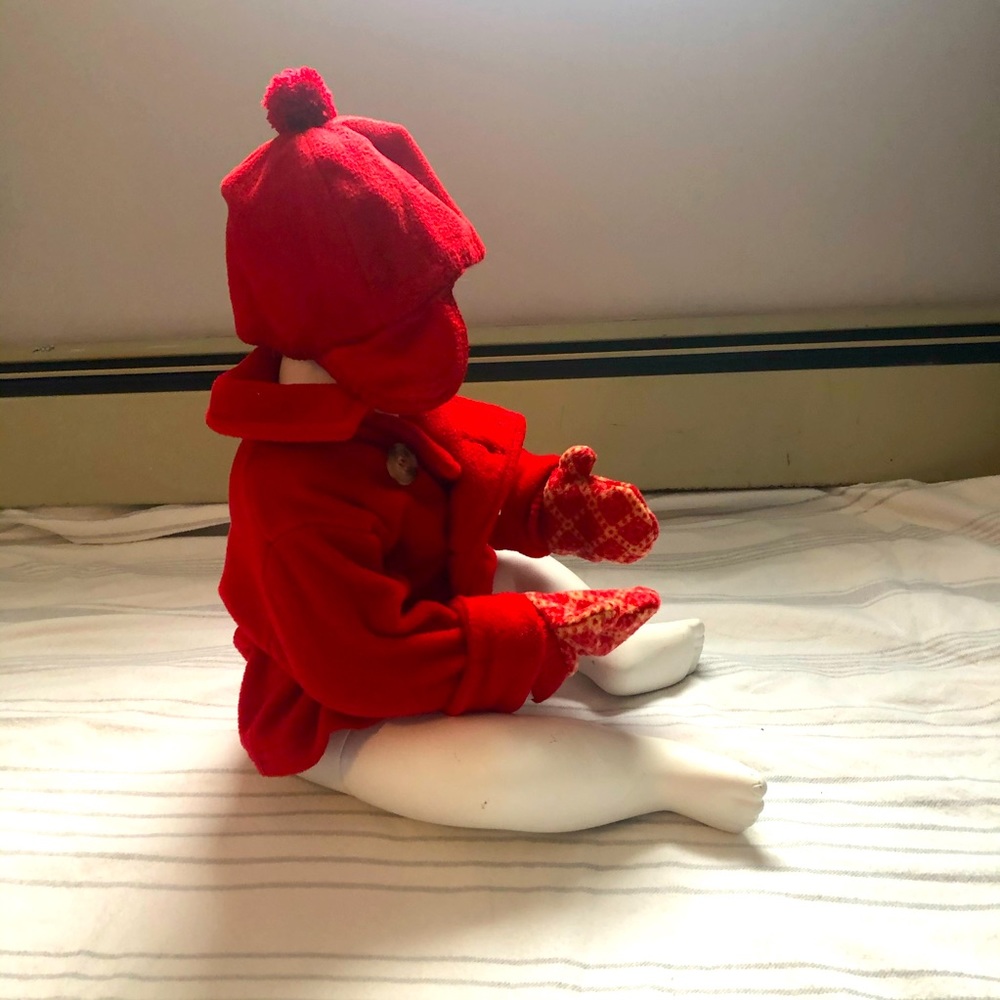 Baby coat, Hat and mitten set